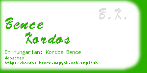 bence kordos business card